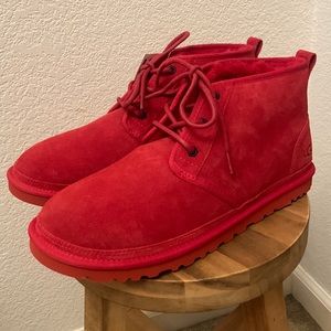 UGG new men boots red size 10 sueded leather fur